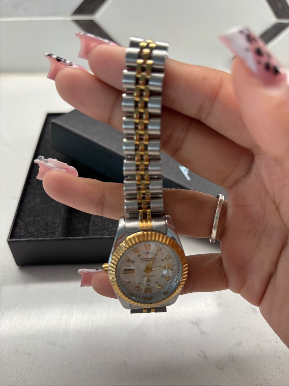 Two-Tone Women's Stainless Steel Watch with Gold Accents